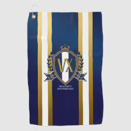 Luxury Blue and White Monogrammed Crest Decorative ゴルフタオル
