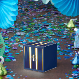 Luxury Blue and White Monogrammed Crest Decorative フェイバーボックス