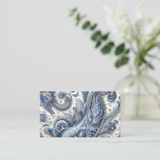 Luxury Blue and White Paisley 名刺 (スタンド正面)