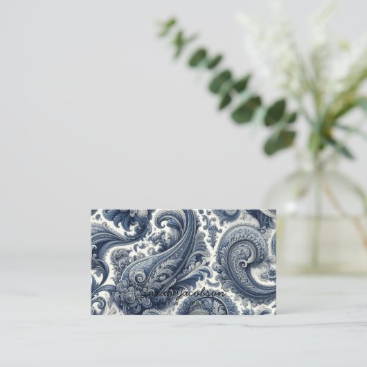 Luxury Blue and White Paisley 名刺 (スタンド正面)