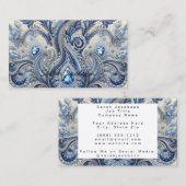 Luxury Blue and White Paisley Diamond 名刺 (正面/裏面)