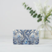 Luxury Blue and White Paisley Diamond 名刺 (スタンド正面)