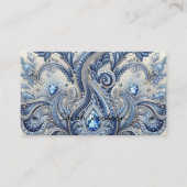 Luxury Blue and White Paisley Diamond 名刺 (正面)