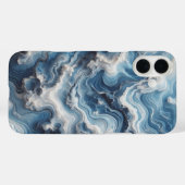 Luxury Blue and White Water Ripple Phone Case  Case-Mate iPhoneケース (裏面 (横))