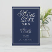 Luxury Blue Calligraphy Wedding セーブザデート (スタンド正面)