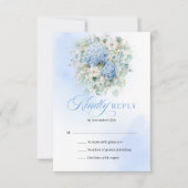 Luxury Blue Floral Gold Wedding RSVP Enclosure (正面)