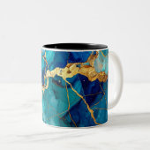 Luxury Blue & Gold Marble Abstract Art Mug ツートーンマグカップ (正面右)