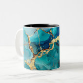 Luxury Blue & Gold Marble Abstract Art Mug ツートーンマグカップ (正面左)