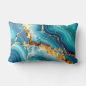 Luxury Blue & Gold Marble Kintsugi Prayer Pillow ランバークッション (裏面)