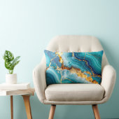Luxury Blue & Gold Marble Kintsugi Prayer Pillow ランバークッション (椅子)