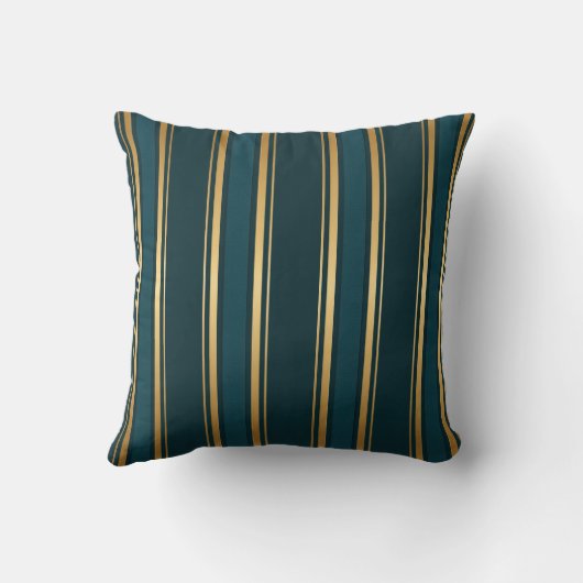 Luxury Blue Green Gold Stripe Gift Wrap Pattern クッション (裏面)