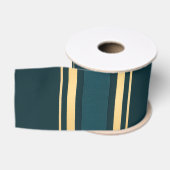 Luxury Blue Green Gold Stripe Gift Wrap Pattern グログランリボン (リール)