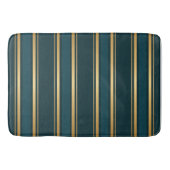 Luxury Blue Green Gold Stripe Gift Wrap Pattern バスマット (正面)