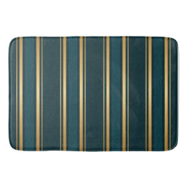 Luxury Blue Green Gold Stripe Gift Wrap Pattern バスマット