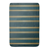 Luxury Blue Green Gold Stripe Gift Wrap Pattern バスマット (正面縦)