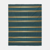 Luxury Blue Green Gold Stripe Gift Wrap Pattern フリースブランケット (正面)
