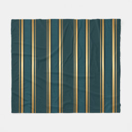 Luxury Blue Green Gold Stripe Gift Wrap Pattern フリースブランケット
