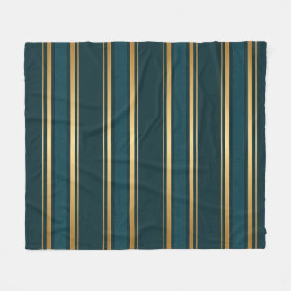 Luxury Blue Green Gold Stripe Gift Wrap Pattern フリースブランケット