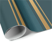 Luxury Blue Green Gold Stripe Gift Wrap Pattern ラッピングペーパー (ロールコーナー)