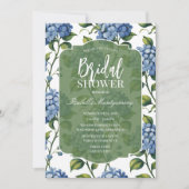 Luxury Blue Hydrangea Bridal Shower 招待状 (正面)