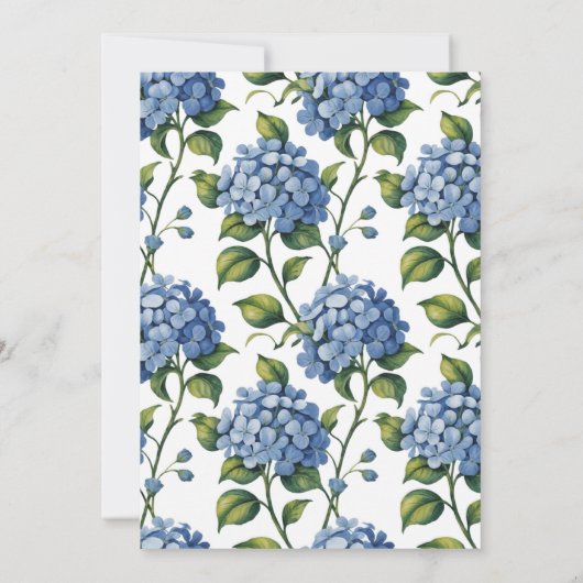 Luxury Blue Hydrangea Bridal Shower 招待状 (裏面)