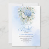 Luxury Blue Hydrangea Bridal Shower Gold Invitatio 招待状 (正面)