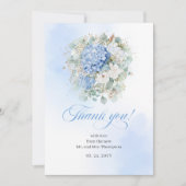 Luxury Blue Hydrangea Eucalyptus thank you card サンキューカード (正面)