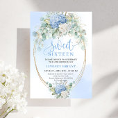 Luxury Blue Hydrangeas Sweet Sixteen Party Invite 招待状