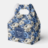 Luxury Blue Ivory Flowers Personalized Favor Box フェイバーボックス (裏面サイド)