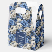 Luxury Blue Ivory Flowers Personalized Favor Box フェイバーボックス (オープン)