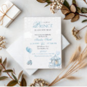 Luxury Blue Little Prince Real Foil Baby Shower  箔招待状