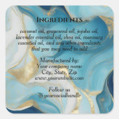 Luxury Blue Marble & Gold Foil Ingredients Label スクエアシール (正面)
