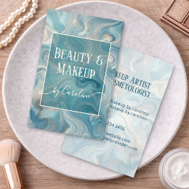 Luxury Blue Marble Makeup Artist & Hair Stylist 名刺