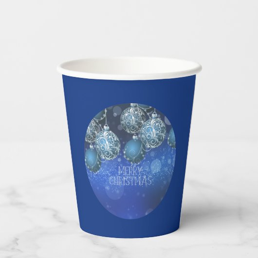 Luxury Blue & Silver Bauble Christmas 紙コップ (裏面)