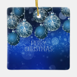 Luxury Blue & Silver Christmas Bauble セラミックオーナメント