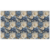 Luxury Blue White Ivory Floral Soft Tablecloth テーブルクロス (正面(横))
