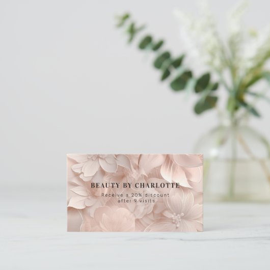 Luxury, Blush-Beige, Flower Salon Loyalty 名刺 (スタンド正面)