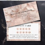 Luxury, Blush-Beige, Flower Salon Loyalty 名刺<br><div class="desc">Customer specific, modern, luxury, beige-blush, floral, feminine loyalty card, easy to personalize. Elevate your business with this sophisticated blush-beige floral gift certificate, perfect for beauty and wellness professionals. Featuring a modern, feminine design, this customizable template allows you to easily edit key business details, making it ideal for makeup artists, lash...</div>
