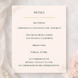 Luxury Blush Floral Details Card 招待状