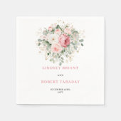 Luxury Blush Floral Gold Boho Wedding Napkins スタンダードカクテルナプキン (正面)