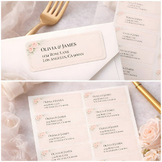 Luxury Blush Floral Return Address Labels ラベル