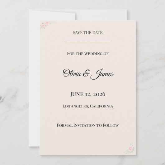 Luxury Blush Floral Save The Date (正面)