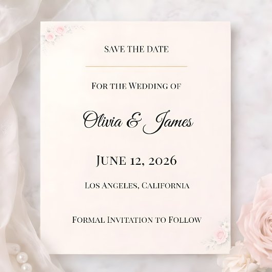 Luxury Blush Floral Save The Date