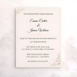 Luxury Blush Floral Wedding Invitation 招待状
