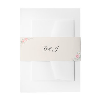 Luxury Blush Floral Wedding Invitation Belly Band 招待状ベリーバンド