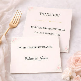 Luxury Blush Floral Wedding Thank You Card サンキューカード