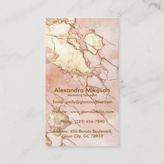 Luxury Blush Marble Gold Professional 名刺 (裏面)