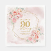 Luxury blush pink and gold 90th birthday cocktail  スタンダードランチョンナプキン (正面)