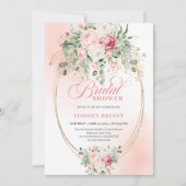 Luxury Blush Pink Bridal Shower Gold Invitation 招待状 (正面)