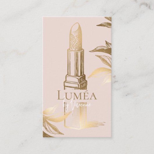 Luxury Blush Pink Gold Beauty Makeup Artist Studio 名刺 (正面)